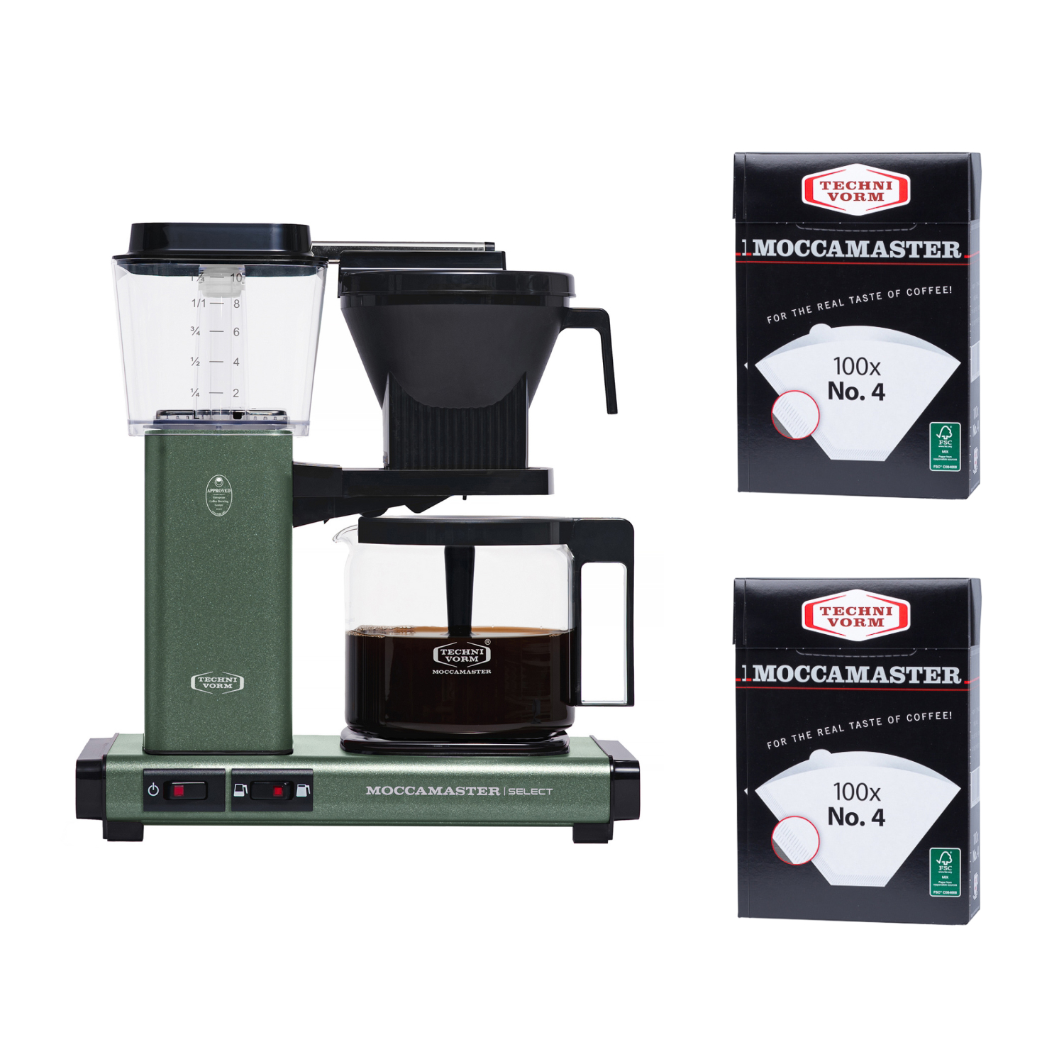 お値下げ済　Moccamaster コーヒーメーカー グリーン Set Moccamaster KBG 741 Select - Forest Green + 2x Filters nr 4